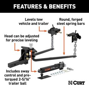 img 2 attached to 🚚 CURT 17062 Round Bar Weight Distribution Hitch | Integrated Lubrication & Sway Control | Up to 10K | 2-Inch Shank | 2-5/16-Inch Ball