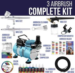 img 3 attached to 🎨 Upgraded Master Airbrush Cool Runner II Dual Fan Air Compressor Professional Airbrushing System Kit with 3 Airbrushes, Gravity and Siphon Feed - 6 Primary Opaque Colors Acrylic Paint Artist Set - Comprehensive How-to Guide