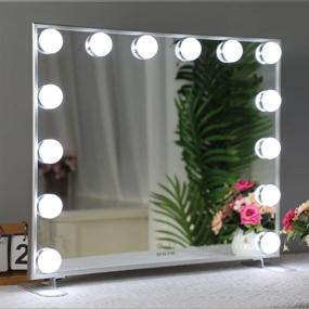 img 3 attached to Hollywood Vanity Mirror with Dimmable Lights for Makeup, 14pcs Bulbs, Wall Mounted/Tabletop Smart Touch Control LED Mirror - US Stock (Silver)