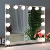 hollywood vanity mirror with dimmable lights for makeup, 14pcs bulbs, wall mounted/tabletop smart touch control led mirror - us stock (silver) logo