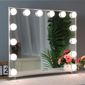 img 4 attached to Hollywood Vanity Mirror with Dimmable Lights for Makeup, 14pcs Bulbs, Wall Mounted/Tabletop Smart Touch Control LED Mirror - US Stock (Silver)