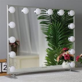 img 2 attached to Hollywood Vanity Mirror with Dimmable Lights for Makeup, 14pcs Bulbs, Wall Mounted/Tabletop Smart Touch Control LED Mirror - US Stock (Silver)