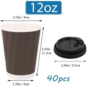 img 3 attached to 40 Pack of 12 oz Insulated Ripple Double-Walled Paper Cups with Lids - Disposable Brown Coffee Cups for Hot Drinks like Coffee, Tea, and Hot Chocolate To Go - No Sleeve Needed!