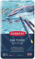 набор цветных карандашей derwent inktense, ассорти, 12 штук: яркие оттенки для творческих работ. логотип