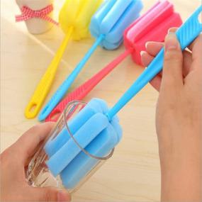 img 1 attached to YEJI 10pcs Sponge Vacuum Cup Cleaning 🧼 Brush: Effective Tool for Bottle, Thermos, and Mug Cleaning