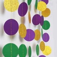 mardi gras party supplies - gold purple green circle dots garland kit | paper bead polka dot streamers for fat tuesday/shrove tuesday | hanging bunting banner backdrop for baby shower/wedding/birthday decoration logo