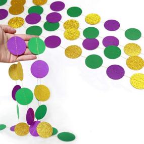 img 1 attached to Mardi Gras Party Supplies - Gold Purple Green Circle Dots Garland Kit | Paper Bead Polka Dot Streamers for Fat Tuesday/Shrove Tuesday | Hanging Bunting Banner Backdrop for Baby Shower/Wedding/Birthday Decoration