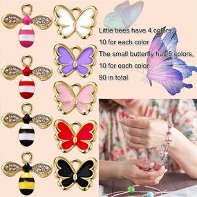 img 2 attached to 🦋 90-Piece Enamel Butterfly Bee Charms: Assorted Alloy Pendants for DIY Earrings, Necklaces, and Bracelets