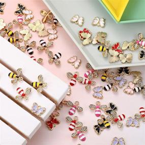 img 1 attached to 🦋 90-Piece Enamel Butterfly Bee Charms: Assorted Alloy Pendants for DIY Earrings, Necklaces, and Bracelets
