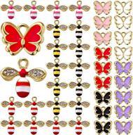 🦋 90-piece enamel butterfly bee charms: assorted alloy pendants for diy earrings, necklaces, and bracelets logo