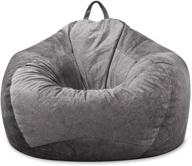 mftek large washable bean bag chair cover - memory foam furniture bean bag with wash bag - no bean filling included - size: 43.3''×43.3''×47.2'' - color: gray logo