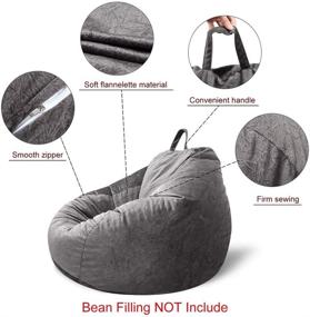 img 2 attached to MFTEK Large Washable Bean Bag Chair Cover - Memory Foam Furniture Bean Bag with Wash Bag - No Bean Filling Included - Size: 43.3''×43.3''×47.2'' - Color: Gray