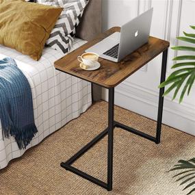 img 2 attached to 🛋️ Столик при диване-секции C-образный - универсальный 26-дюймовый столик для небольших пространств в гостиной, спальне, поднос для телевизора, ноутбука, закусок, кофе или прикроватный столик.
