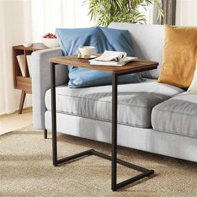img 1 attached to 🛋️ Столик при диване-секции C-образный - универсальный 26-дюймовый столик для небольших пространств в гостиной, спальне, поднос для телевизора, ноутбука, закусок, кофе или прикроватный столик.