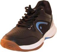 🎾 high-performance men's sonic 2000 mid racquetball/squash indoor court shoes (non-marking) in black/blue & white/blue colors logo
