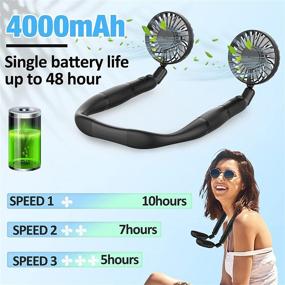 img 3 attached to 🔋 Portable Handheld Neck Fan for Men and Women, 4000mAh Rechargeable Battery with 22-Hour Lasting Power, LCD Display, 3 Wind Modes - Ideal for Outdoor Sports, Travel, Office, Home Working (Black)