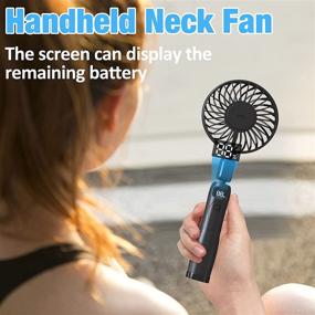 img 1 attached to 🔋 Portable Handheld Neck Fan for Men and Women, 4000mAh Rechargeable Battery with 22-Hour Lasting Power, LCD Display, 3 Wind Modes - Ideal for Outdoor Sports, Travel, Office, Home Working (Black)