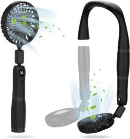 img 4 attached to 🔋 Portable Handheld Neck Fan for Men and Women, 4000mAh Rechargeable Battery with 22-Hour Lasting Power, LCD Display, 3 Wind Modes - Ideal for Outdoor Sports, Travel, Office, Home Working (Black)
