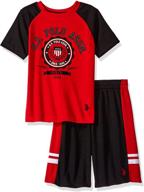 👕 shop the u.s. polo assn. boys' 2 piece sleeve tee and mesh short set for quality and style logo