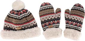 img 4 attached to ❄️ Warm and Stylish BambooMN Women's Winter Fleeced Pom Pom Beanie Hat and Mittens Set: Embrace the Cold in Style!