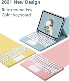 img 3 attached to 🔵 iPad Air 4th Generation 10.9 inch Keyboard Case - Retro Round Key with Mouse | Cute Color Keyboard with Trackpad | Detachable Touch Keyboard Cover (iPadAir4, Blue)