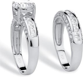 img 3 attached to 💍 Round Cubic Zirconia Bridal Ring Set: Platinum or Yellow Gold-Plated .925 Sterling Silver