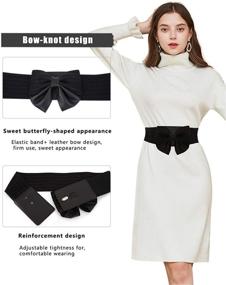 img 3 attached to 🎀 YALEMEI Women's Wide Elastic Waist Belt with Cute Bow - Charming Dress Accessory