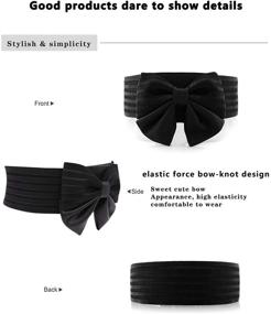 img 2 attached to 🎀 YALEMEI Women's Wide Elastic Waist Belt with Cute Bow - Charming Dress Accessory