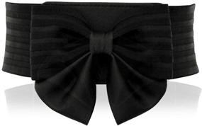 img 4 attached to 🎀 YALEMEI Women's Wide Elastic Waist Belt with Cute Bow - Charming Dress Accessory