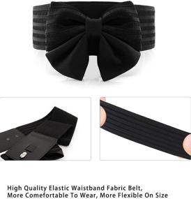 img 1 attached to 🎀 YALEMEI Women's Wide Elastic Waist Belt with Cute Bow - Charming Dress Accessory