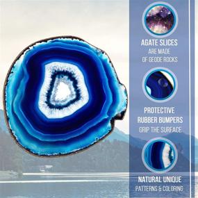 img 3 attached to BedRock Blue Agate Coasters for Drinks - Set of 4 - Brazilian Geode Decor - (4-4.5 inch Blue)