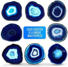 img 2 attached to BedRock Blue Agate Coasters for Drinks - Set of 4 - Brazilian Geode Decor - (4-4.5 inch Blue)