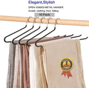 img 3 attached to 👖 10 Pack of PJJXMY Pants Slack Trousers Hangers - Space Saving Metal Hangers, Slim and Durable with Anti-Rust Chrome Finish, Easy-Slide Open Ended Design for Pants, Jeans, Skirts, Slacks Etc (White Heavy Duty)