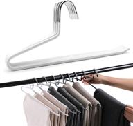 👖 10 pack of pjjxmy pants slack trousers hangers - space saving metal hangers, slim and durable with anti-rust chrome finish, easy-slide open ended design for pants, jeans, skirts, slacks etc (white heavy duty) логотип