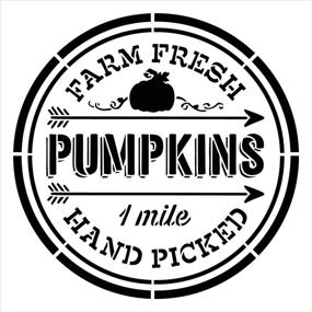 img 1 attached to StudioR12 Farm Fresh Pumpkins Hand-Picked Stencil | Wood Signs | Word Art, Reusable | Fall | Painting Chalk Mixed Media | Multi-Media | Journaling, DIY Home Decor - Choose Size (9x9 inches)