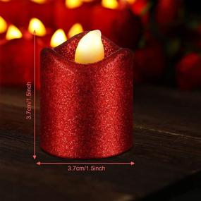 img 3 attached to 🕯️ 12 Glitter Votive LED Tea Lights Candles – Flameless Battery Operated Candles for Gold Party Decorations, Centerpiece Tables, Wedding, Christmas, Anniversary (Glitter Red)