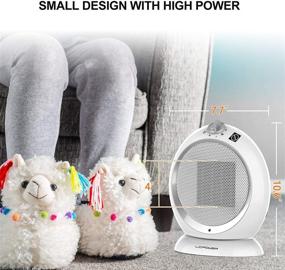 img 2 attached to 🔥 LCPOWER Small Ceramic Space Heater with Oscillation, Thermostat, Overheat & Tip-Over Protection - PTC Fast Heating for Indoor Use in Office, Bedroom, or Floor (White, 1200W/600W)