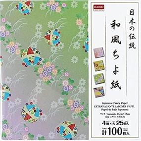 img 3 attached to Japanese Fancy Paper: 15cm×15cm (5.9inch×5.9inch), 4 Pattern, 100 Sheets