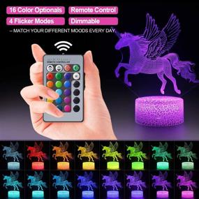 img 3 attached to 🦄 Unicorn Night Lamp for Kids - 3D Light, 7 Colors Change with Remote, Perfect Holiday and Birthday Gift Ideas for Children Girls - Unicorn2