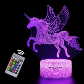 img 4 attached to 🦄 Unicorn Night Lamp for Kids - 3D Light, 7 Colors Change with Remote, Perfect Holiday and Birthday Gift Ideas for Children Girls - Unicorn2