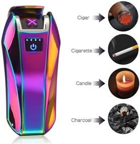 img 2 attached to 🌈 Rainbow Dual Arc Lighter USB Lighter Plasma Electronic Rechargeable Flameless Windproof Touch Switch Lighter Ideal for Cigar Cigarette Candle Pipe