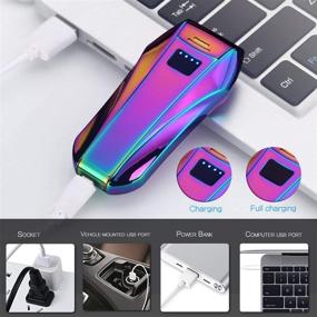 img 1 attached to 🌈 Rainbow Dual Arc Lighter USB Lighter Plasma Electronic Rechargeable Flameless Windproof Touch Switch Lighter Ideal for Cigar Cigarette Candle Pipe