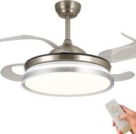 🔆 cyzvqp 42 inch retractable ceiling fan with light and remote control - modern led chandelier featuring 3 modes color change for bedroom and living room логотип