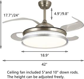 img 2 attached to 🔆 CYZVQP 42 Inch Retractable Ceiling Fan with Light and Remote Control - Modern LED Chandelier featuring 3 Modes Color Change for Bedroom and Living Room