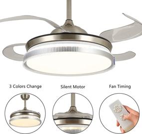 img 3 attached to 🔆 CYZVQP 42 Inch Retractable Ceiling Fan with Light and Remote Control - Modern LED Chandelier featuring 3 Modes Color Change for Bedroom and Living Room