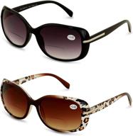 🕶️ women's bifocal reading sunglasses: black and leopard vintage reader glasses for outdoors - 2 pairs logo