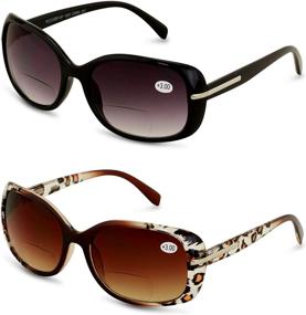 img 3 attached to 🕶️ Women's Bifocal Reading Sunglasses: Black and Leopard Vintage Reader Glasses for Outdoors - 2 Pairs