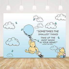 img 2 attached to 🎈 Mesmerizing TJ Wininie The Pooh Backdrops: Perfect for Kids' Birthday Parties and Baby Showers! Captivating Light Blue Hot Air Design with Delicate White Clounds, Butterflies, and Newborn Photo Studio Set-Up! Get Yours Now - 7x5ft Vinyl Banner!