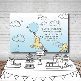 img 3 attached to 🎈 Mesmerizing TJ Wininie The Pooh Backdrops: Perfect for Kids' Birthday Parties and Baby Showers! Captivating Light Blue Hot Air Design with Delicate White Clounds, Butterflies, and Newborn Photo Studio Set-Up! Get Yours Now - 7x5ft Vinyl Banner!