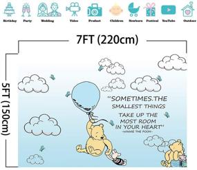 img 1 attached to 🎈 Mesmerizing TJ Wininie The Pooh Backdrops: Perfect for Kids' Birthday Parties and Baby Showers! Captivating Light Blue Hot Air Design with Delicate White Clounds, Butterflies, and Newborn Photo Studio Set-Up! Get Yours Now - 7x5ft Vinyl Banner!